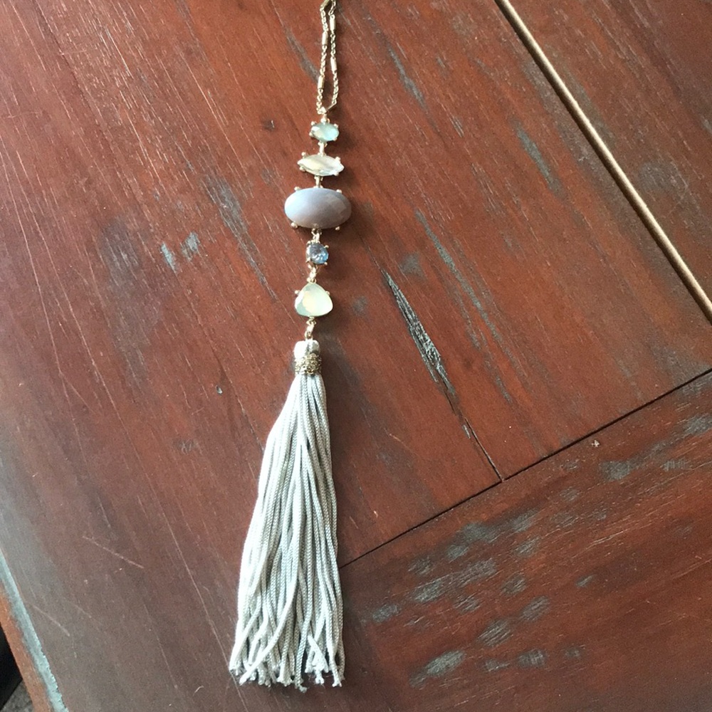 Ann Taylor loft blue crystal long necklace